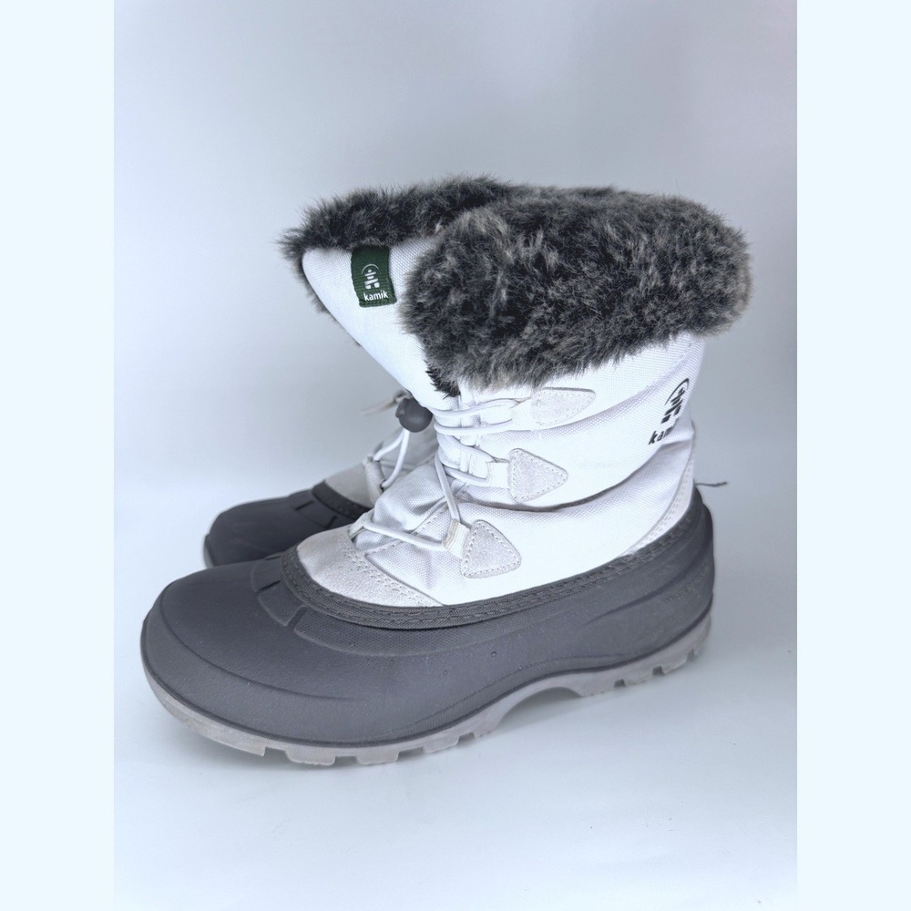 Kamik Momentum Lo Boots Womens 8 White Gray Waterproof Snow Boots Thinsulate